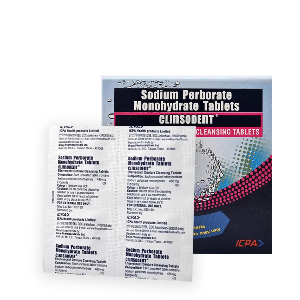 ICPA Clinsodent Denture Cleansing Tablets — Teethment catalog guide